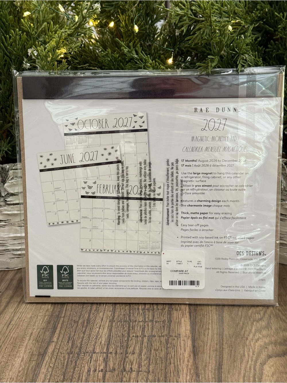 📆 Brand NEW w/Tags Rae Dunn 17 Month Magnetic Monthly Pad Aug 2026-December 2027 - Picture 3 of 6